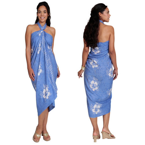 Smoked Hibiscus Sarong in Blue