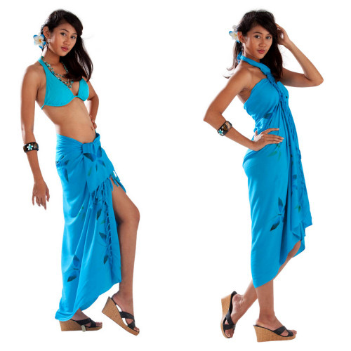 Hand Painted Butterfly Sarong in Turquoise