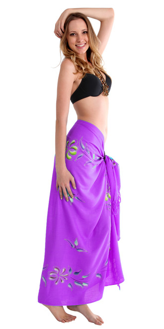 Hand Painted Sarong Floral "Purple Passion"