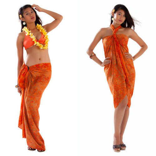 Bamboo Leaf Sarong in Orange