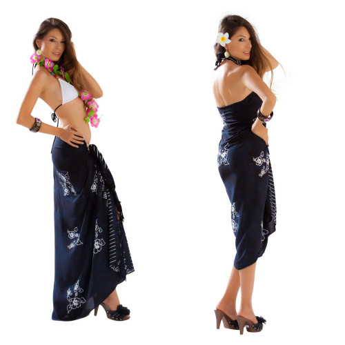 Womens Mono Colored Batik Sarong in Black