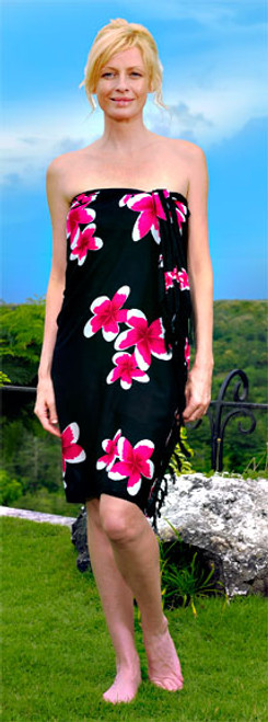 Plumeria Sarong "Pink / Black"