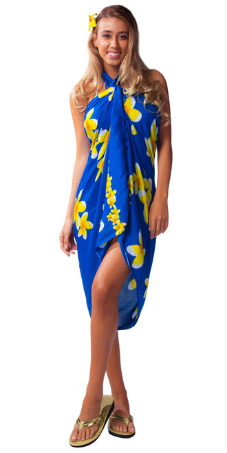 Plumeria Sarong "Blue / Yellow"