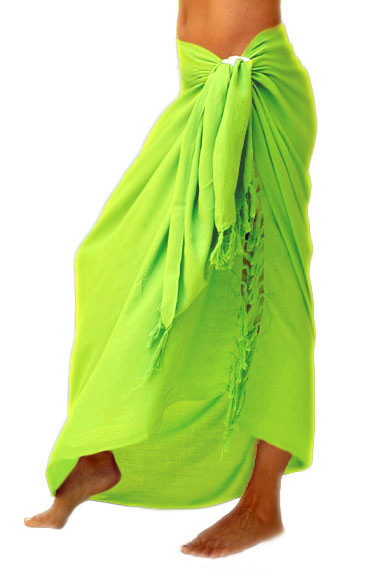 Lime Green Solid Sarong - SECONDS