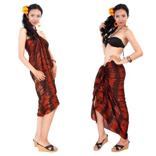 Stripe Sarong In Orange/Black