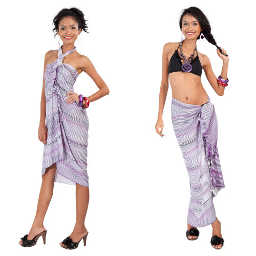 Stripe Sarong In Purple/Grey