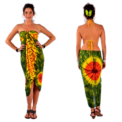 Tie Dye Sarong in Bright Green Nebula Tie Dye Sarong in Bright Green Nebula