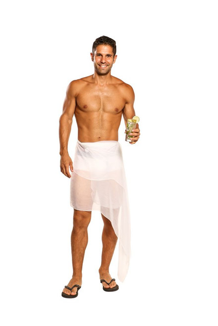 Sarong for Men Wrinkle Chiffon Sarong in White - Fringeless Sarong