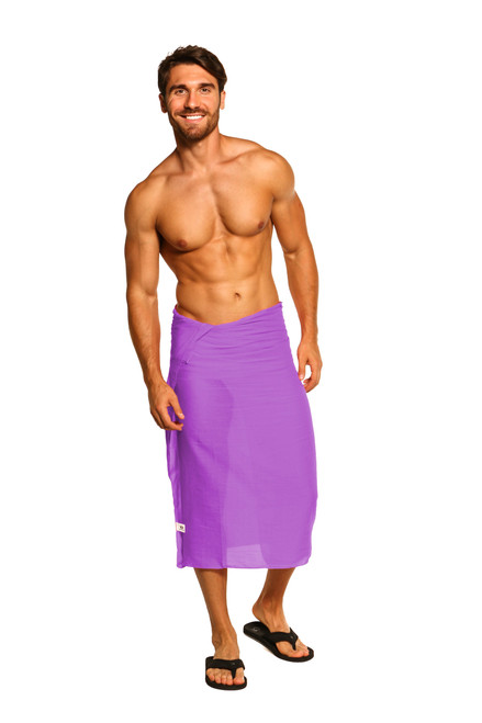 Sarong for Men Light Weight Cotton Sarong in Purple - Fringeless Sarong