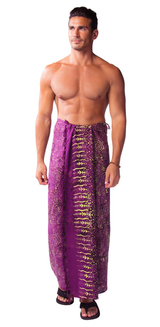 Abstract Swirl Mens Sarong in Purple