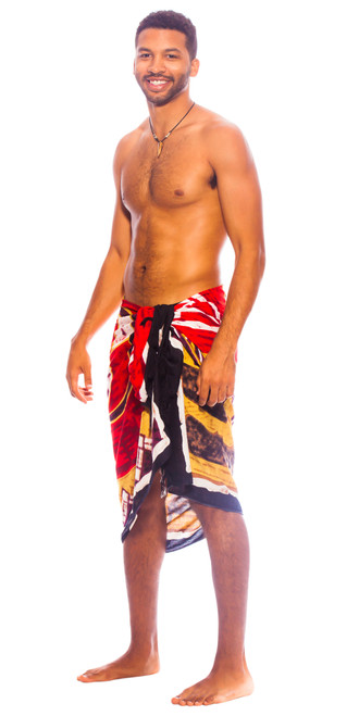 Abstract Graphic Design Mens Sarong In Red