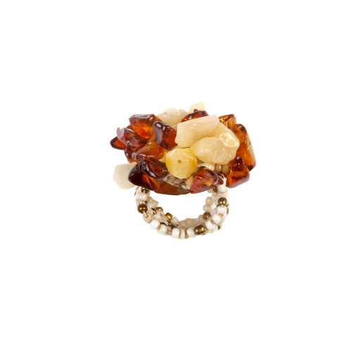 Beaded Ring in Browns