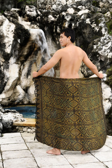 Abstract Tribal Mens Sarong "Greenish"