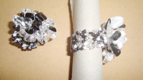 Beaded Ring in White