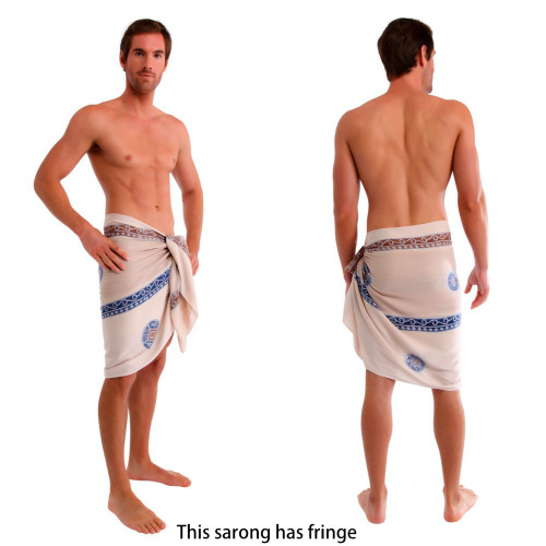 Baliku Mens Sarong in White and Grey