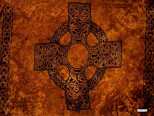 Celtic Mens Sarong "Celtic Cross 1" Orange