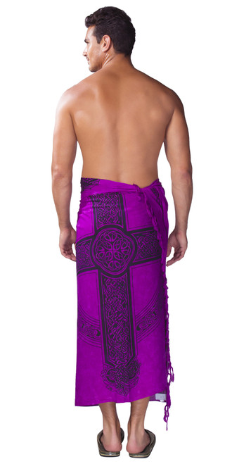 Celtic Mens Sarong "Celtic Cross 3" Royal Purple