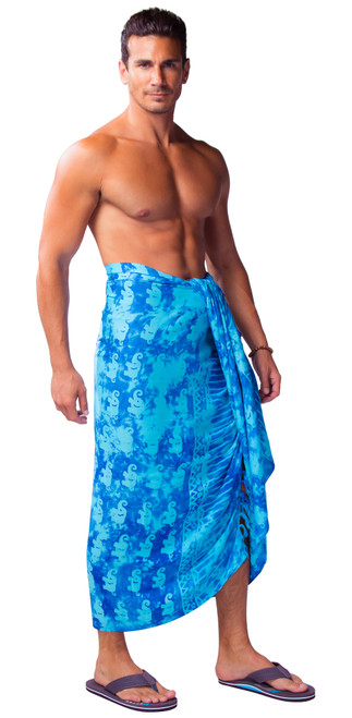 Elephants Mens Sarong in Blue