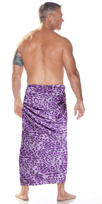 Feline Print Mens Sarong in Purple