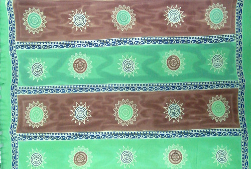 Baliku Mens Sarong in Green And Brown Fringeless