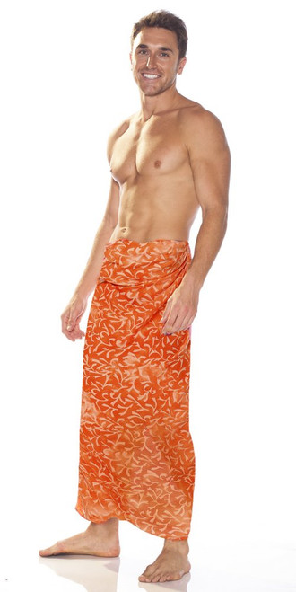 Orange Floral Mens Sarong 10