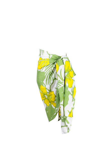 Mens Floral Sarong "Canary Island" Yellow and Green