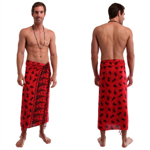 Gecko Mens Sarong "Red / Black"