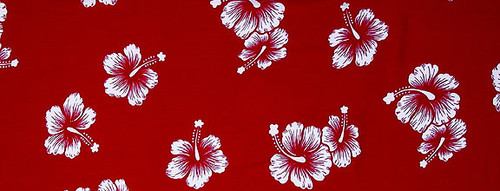 Mens Hibiscus Half/Mini Sarong in Red/White