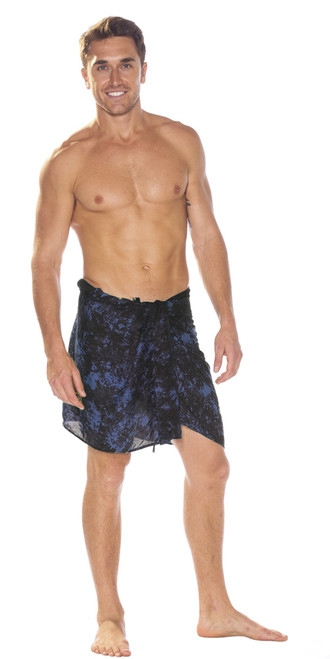 Half Mens Sarong/Mini Mens Sarong Pareo in Navy Blue Smoked