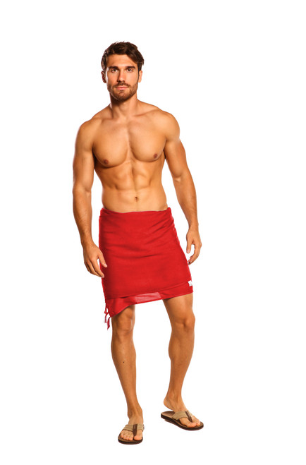 Half Mens Sarong / Mini Sarong Pareo in Red