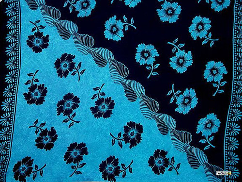 Mens Hibiscus Flower/Floral Cover-Up Sarong in Aqua/Black