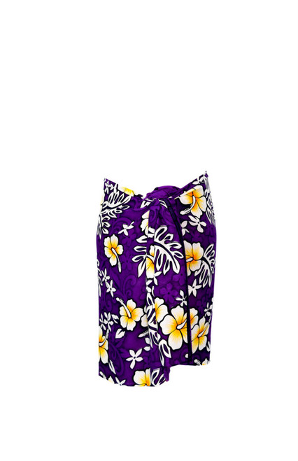 Sarong for Men Vivid Hibiscus Flower Sarong in Purple