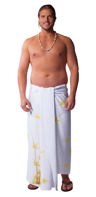 Plus Sized Mens Sarong Bamboo White Fringeless