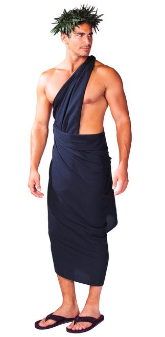 PLUS SIZE Mens Sarong "Black" - Fringeless Sarong