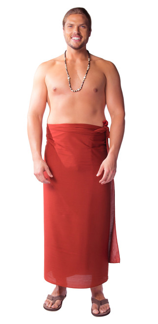 "Burgundy" Solid Mens Sarong PLUS SIZE - Fringeless Sarong