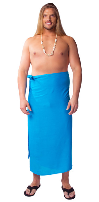 PLUS Size Mens Sarong Turquoise - Fringeless Sarong