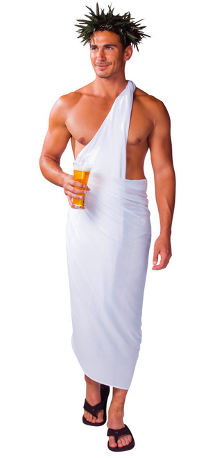 PLUS SIZE Mens Sarong in White - Fringeless Sarong