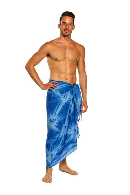 Mens Sarong "Blue / Light Blue" Smoked