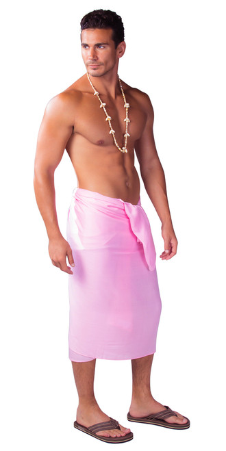 Solid Pink Mens Sarong FRINGELESS