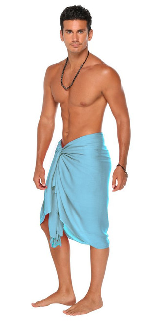 Light Turquoise Solid Mens Sarong