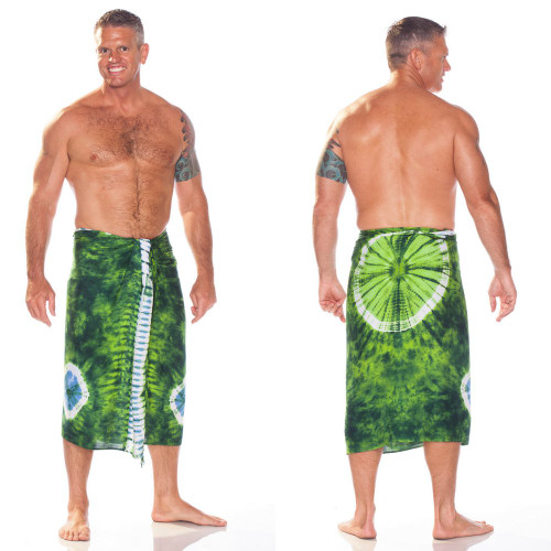 Tie Dye Mens Sarong Green Nebula
