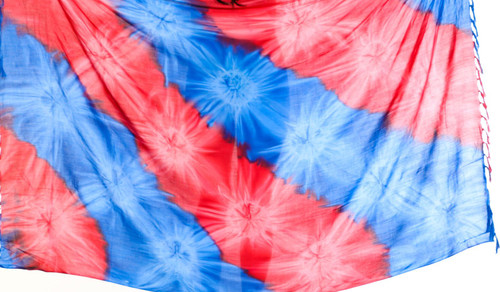 Mens Tie Dye Pareo Sarong in Blue and Red