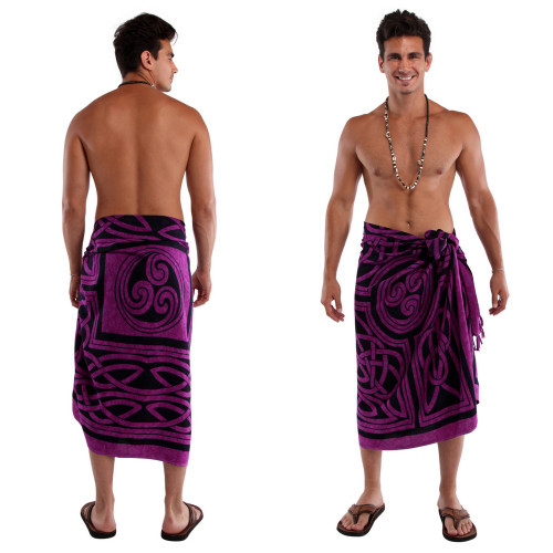 Celtic Circles Top Quality Mens Sarong in Royal Purple