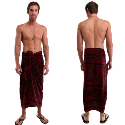 Mens Celtic Circles Top Quality Sarong in Merlot FRINGED
