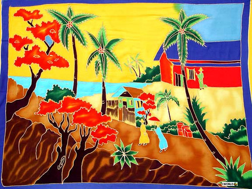 "The Tropics" Hand-Painted Mens Sarong - Fringeless Sarong