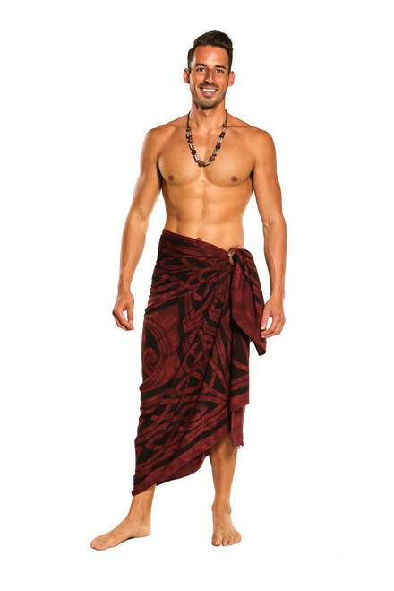 Mens Premium Celtic Circles Fringelessâ„¢ Sarong in Merlot