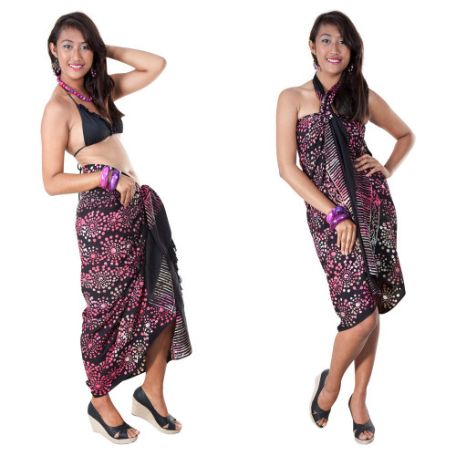 Abstract Top Quality Sarong in Black