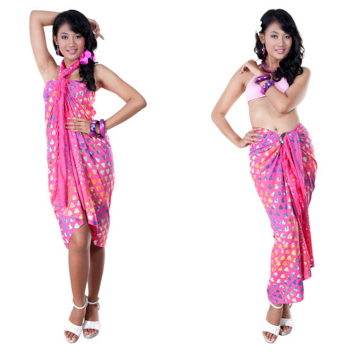 Abstract Heart Top Quality Sarong in Pink