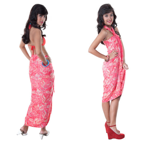 Abstract Top Quality Sarong in Hot Pink/Gold