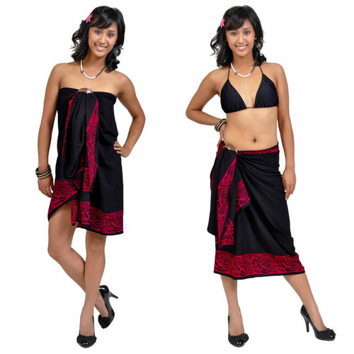 Celtic Tribal Border Top Quality Sarong in Pink FRINGELESS